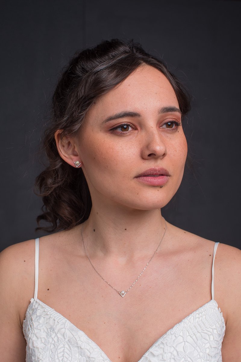 TK-S set van zilveren collier met zoetwater parelhanger + parel oorbellen - verfijnd - tijdloos