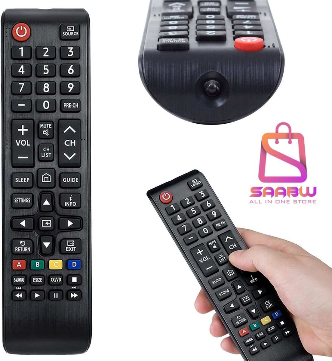TV Afstandsbediening Geschikt voor Samsung Smart TV– Smart TV Remote 01301A – Direct Klaar voor Gebruik – Geen Programmeren Nodig – Universele Remote Control – Werkt op 2x AAA – smart TV remote – TV remote zonder programmeren – Zwart – 31637