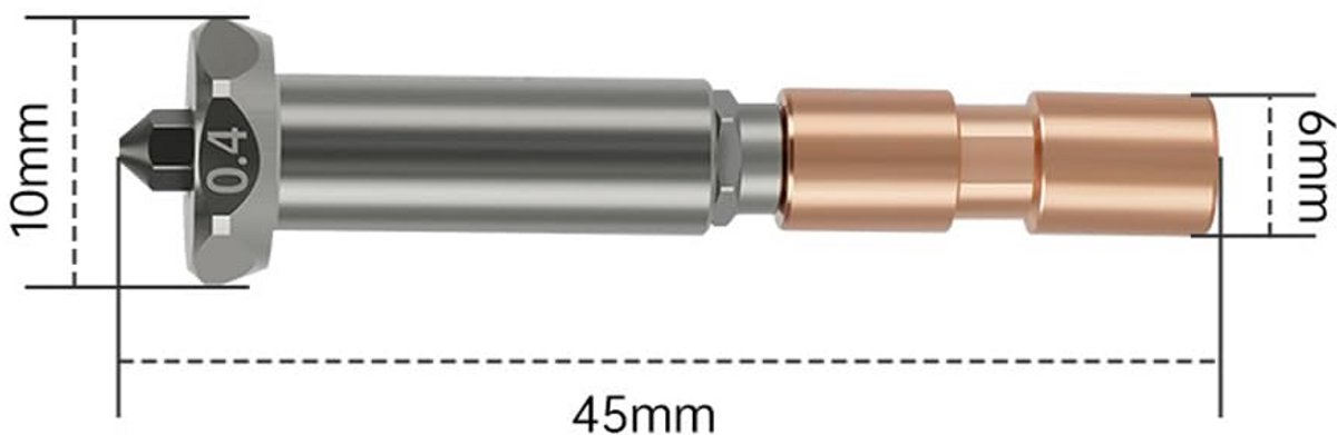 Gehard Stalen 0.4mm Nozzle voor 3D Printer - Duurzaam Mondstuk voor Schurende Filamenten
