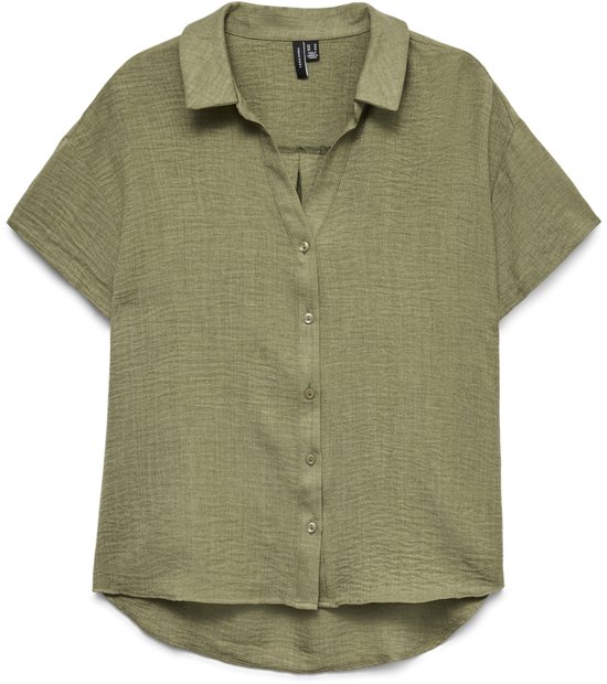 VERO MODA VMMELANEY QUEENY SS SHIRT WVN GA Dames Blouse - Laurel Wreath Melange