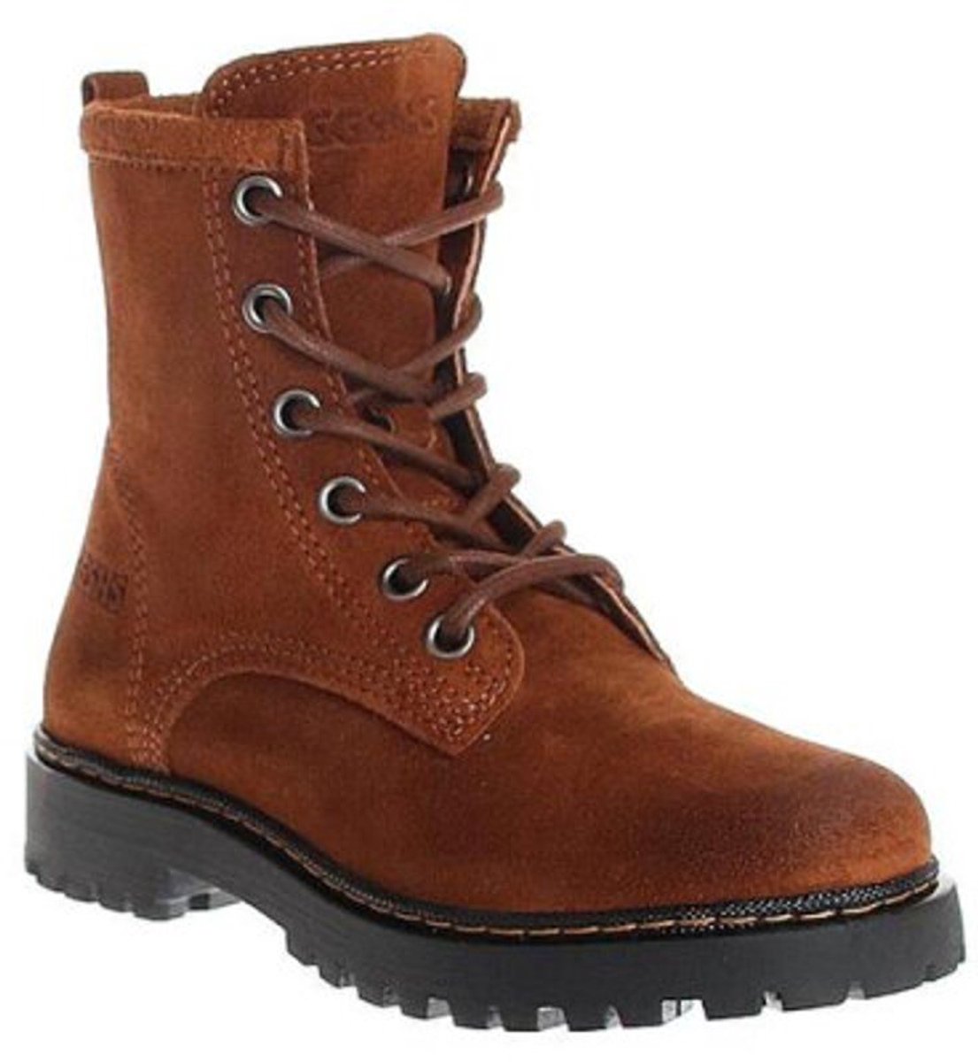 Giga Shoes G3518 Meisjes Veterboots – Suède Cognac – Maat 33 – Leren Enkelboot met Rits