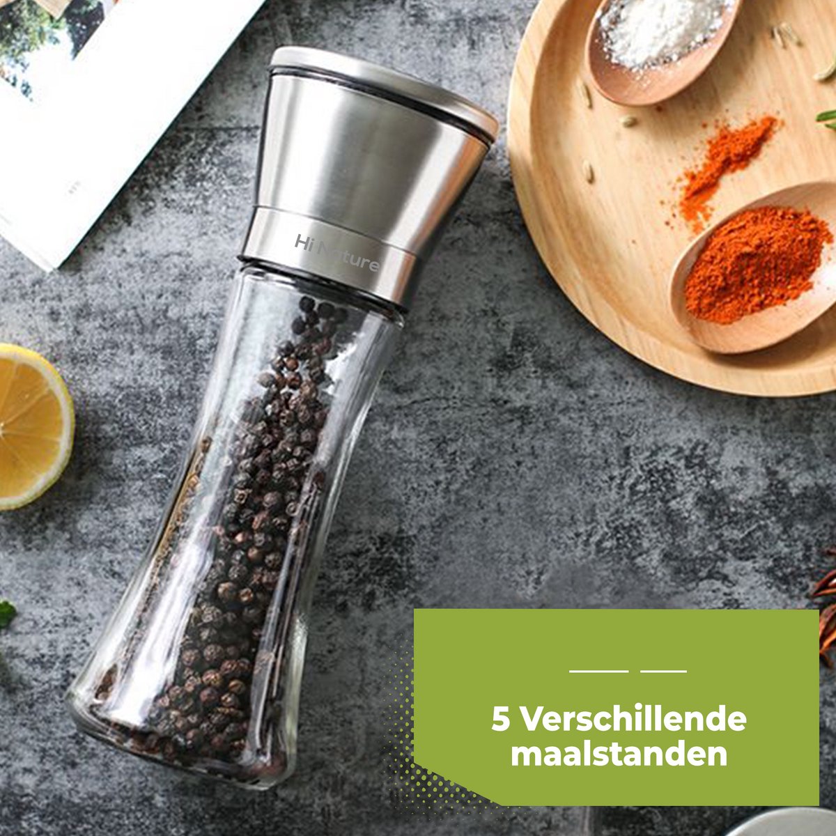 HI HI NATURE Peper- en zoutmolenset - afbeelding 4