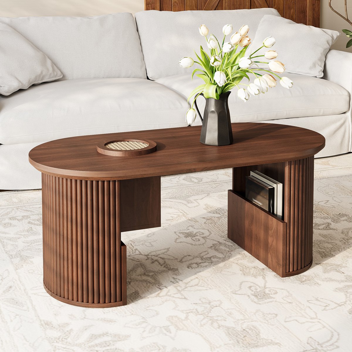PHOEBE CAT Salontafel - Walnoot afwerking - 105 x 50 x 46.5 cm - Bruin