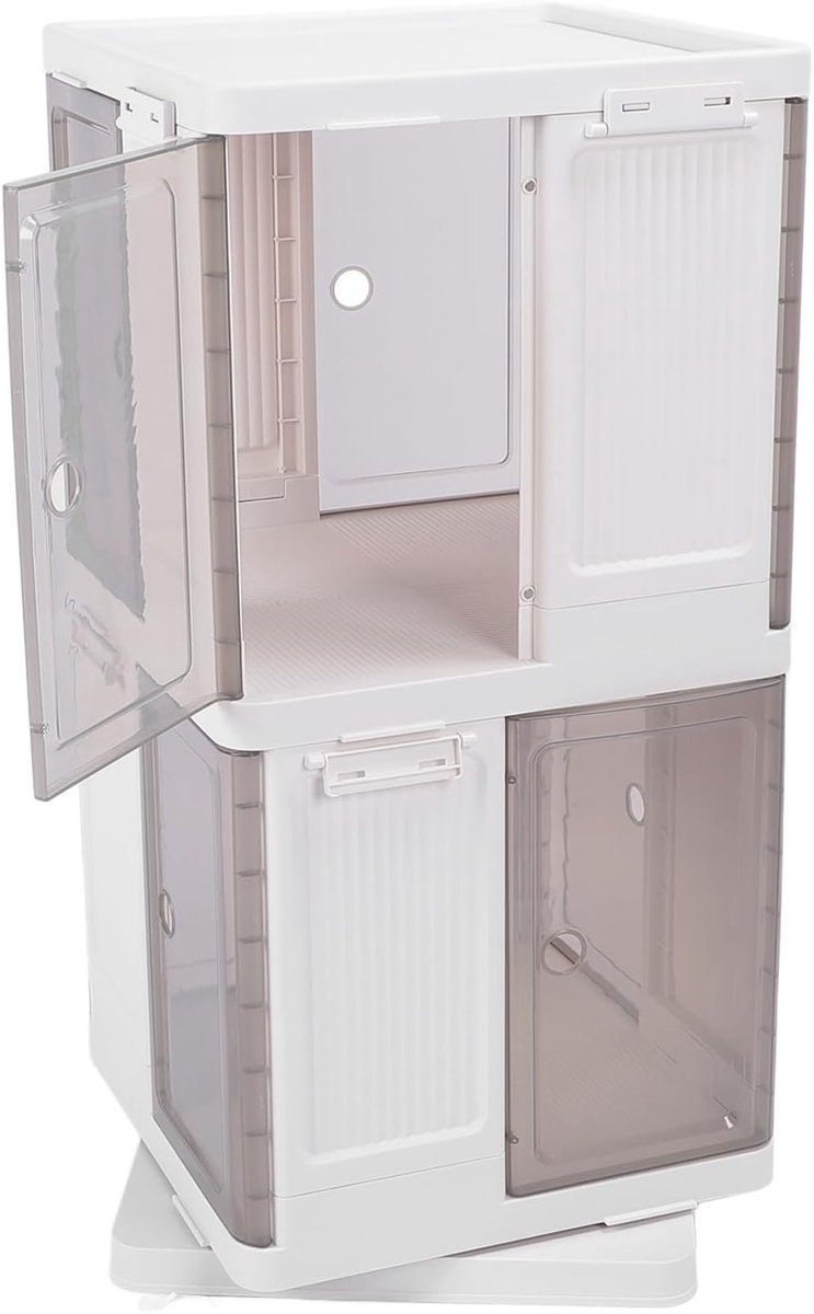 Boekenkast 360° Roterend – Casa Velluto Kleine Hoekboekenkast met Transparante Magnetische Deur – Compact Opbergrek & PP Display voor Slaapkamer, Woonkamer en Thuiskantoor – Organiseer Boeken, Decoratie en Voorwerpen