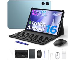 Aorlym P13 Pro - Tablet - 12 GB RAM + 256 GB ROM (2 TB/TF) - 13,4 inch tablet FHD+ 120 Hz - Android 16 - UNISOC T7280 - 12000 mAh - 4G LTE - Wi-Fi 5 - Bluetooth 5.0 - Inclusief toetsenbord, muis, Stylus en hoesje - Dubbele luidsprekers - Blauw