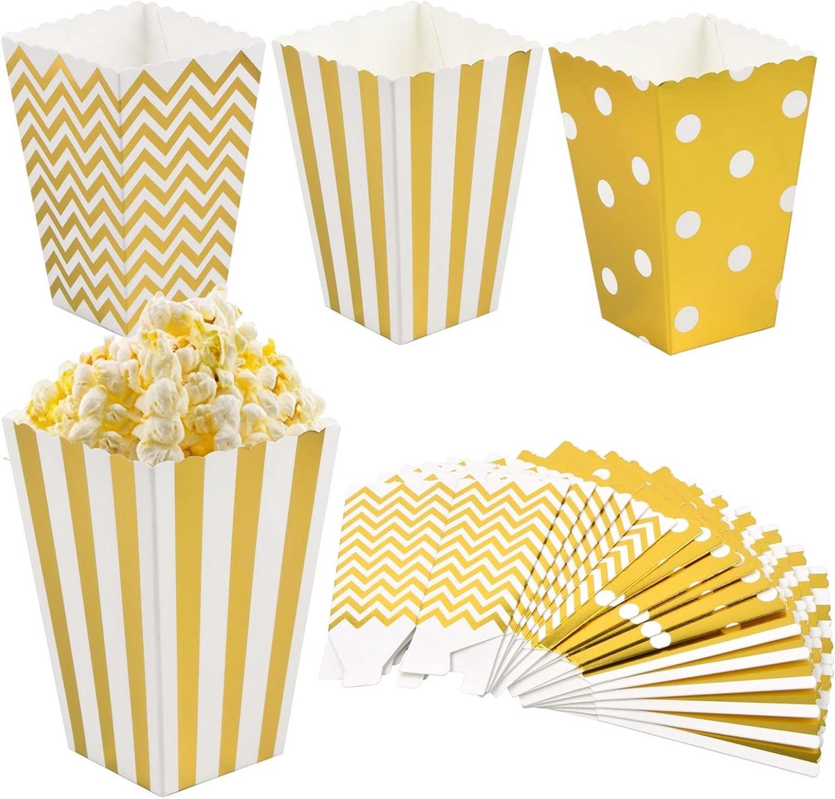 Popcorndozen en snoepcontainers voor feesten en evenementen - set van 18 stuks