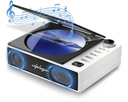 Draagbare CD-speler - Bluetooth en ingebouwde luidspreker - Oplaadbaar - Wit
