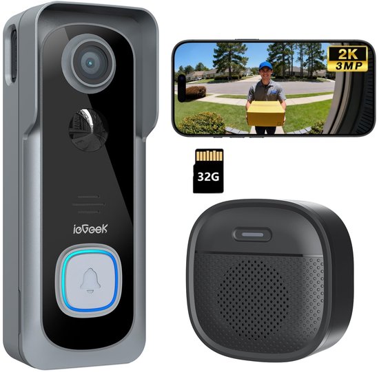 ieGeek J1 Draadloze Video Deurbel 2K - ieGeek - €64,99