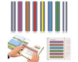 Leesstroken voor begeleid lezen - 8 stroken - 19*3,2 cm - Gekleurde bladwijzers - Helpt leerlingen met leesproblemen en is een hulpmiddel bij leesondersteuning voor leerkrachten - Leesliniaal - Gekleurde, gemarkeerde leesliniaal - Leesbladwijzers