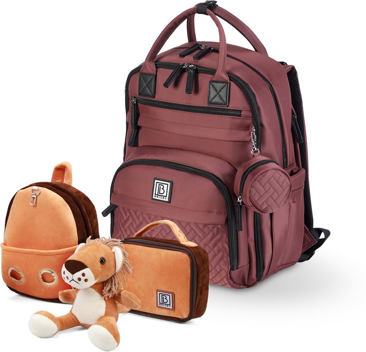 Brisby Premium Luiertas - Rood - Kinderrugzak - 1.5L kinderlunchtas Leeuw