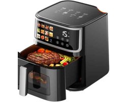ElevateCommerce - XXL Airfryer 8L 1700W Heteluchtfriteuse met Touchscreen, 11 Automatische Programma’s, 200°C, Anti-Aanbak Mand & Timer – Zwart
