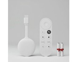 Chromecast Streaming Tv dongle 4K - Draadloos casten - Netflix & YouTube - HDMI - Mediaplayer Android tv - Google Assistant- 2GB RAM / 16GB ROM - incl. batterijen