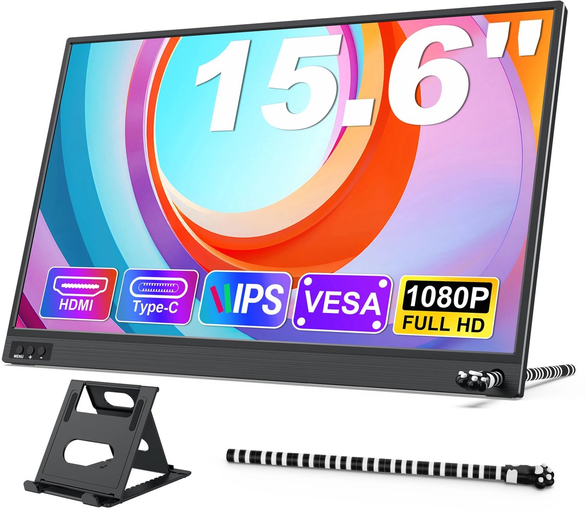 Ohana DT - Portable Monitor Laptop - Draagbare Monitor - Draagbaar Scherm - 15.6 Inch - 1920x1080 Full HD - IPS - 60Hz - USB-C - Mini HDMI