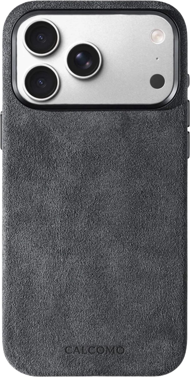Calcomo® - Alcantara Telefoonhoesje iPhone 17 Pro Max – 100% Italiaans Alcantara® – Premium Schokbestendig – Geschikt voor MagSafe – Dark Grey