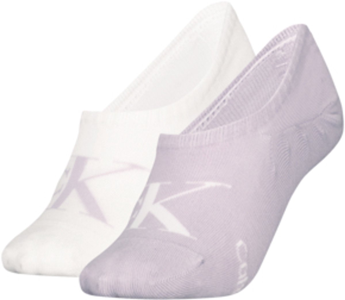 Calvin Klein Jeans Dames Footies 2-Pack Monogram Lilac Wit