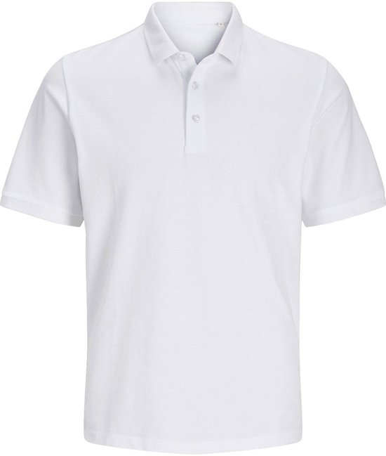 Wit poloshirt, effen, korte mouwen.
