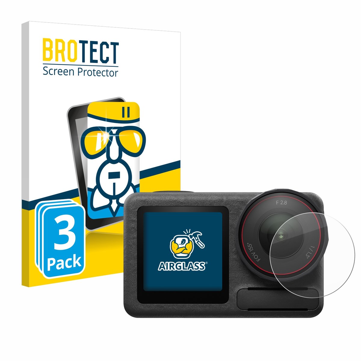 Screenprotector 3 Stuks voor DJI Osmo Action 5 Pro (Lens) Beschermglas transparant