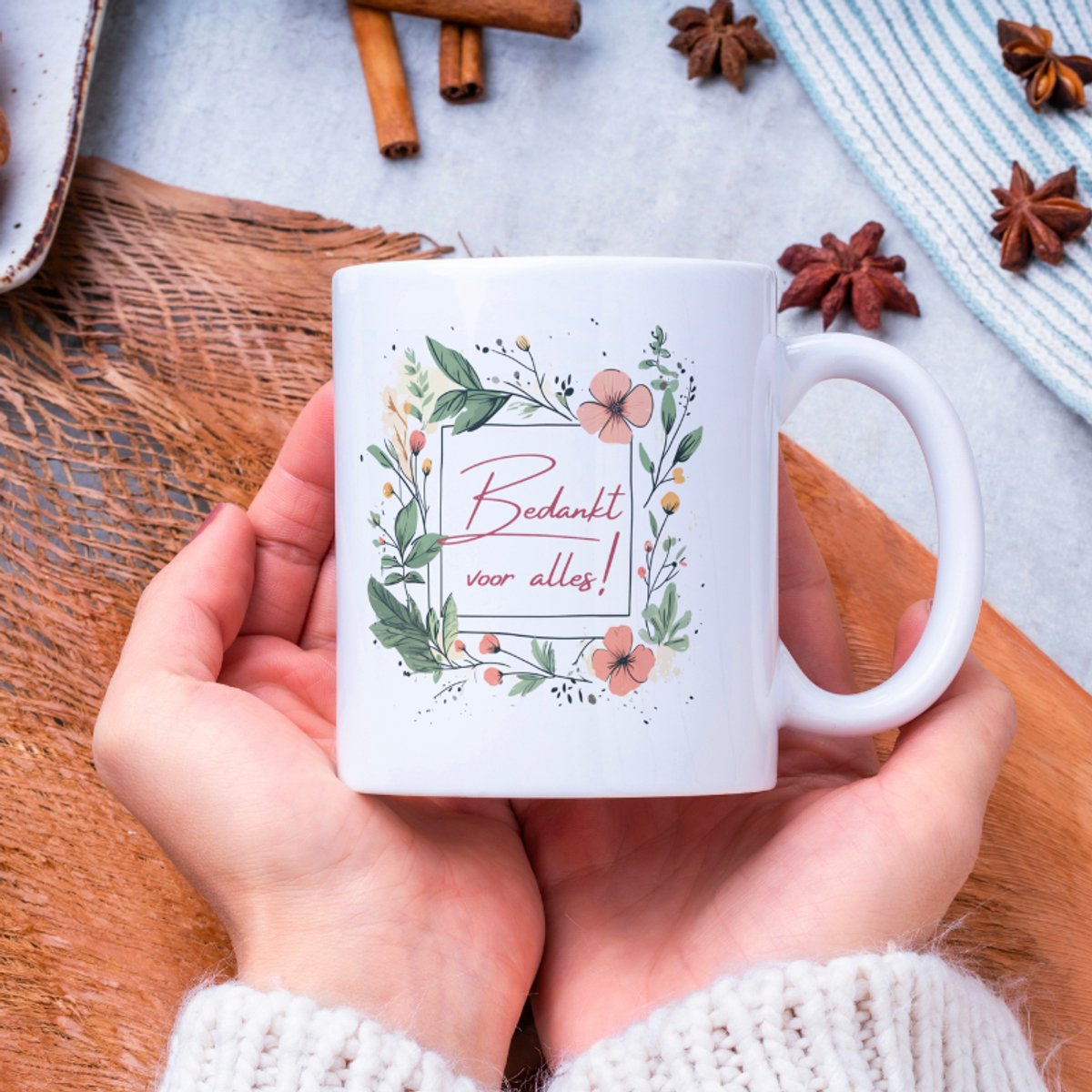 Bedankt cadeau - mok bedankt voor alles - mooie mok met bloemen bedankje