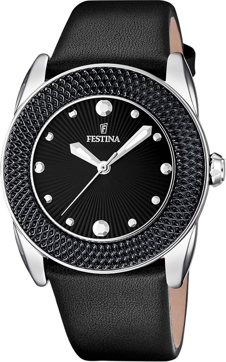 Zilverkleurig Dameshorloge met Zwarte Rubberen Band - RVS Kast