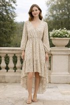 Jurk, gebloemd, lila, one size, gaat tot maat M