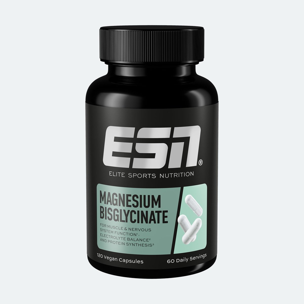 ESN Magnesium Bisglycinaat – 194mg Elementair Magnesium per Dagdosering – Hoge Opneembaarheid – Ondersteunt Spieren, Zenuwstelsel & Energieniveau – 120 Capsules