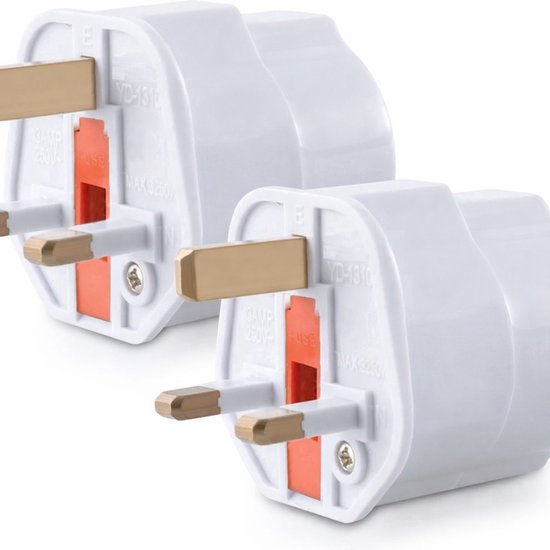 Reisstekker type G - stekker voor Schotland, Malta, Singapore - 2 stuks - wit