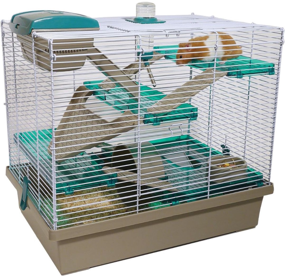 Zyrex® Hamsterkooi - Knaagdierkooi - Kooi - Inklapbare Deksel - Doorzichtig Turquoise - 36cm x 50cm x 45cm