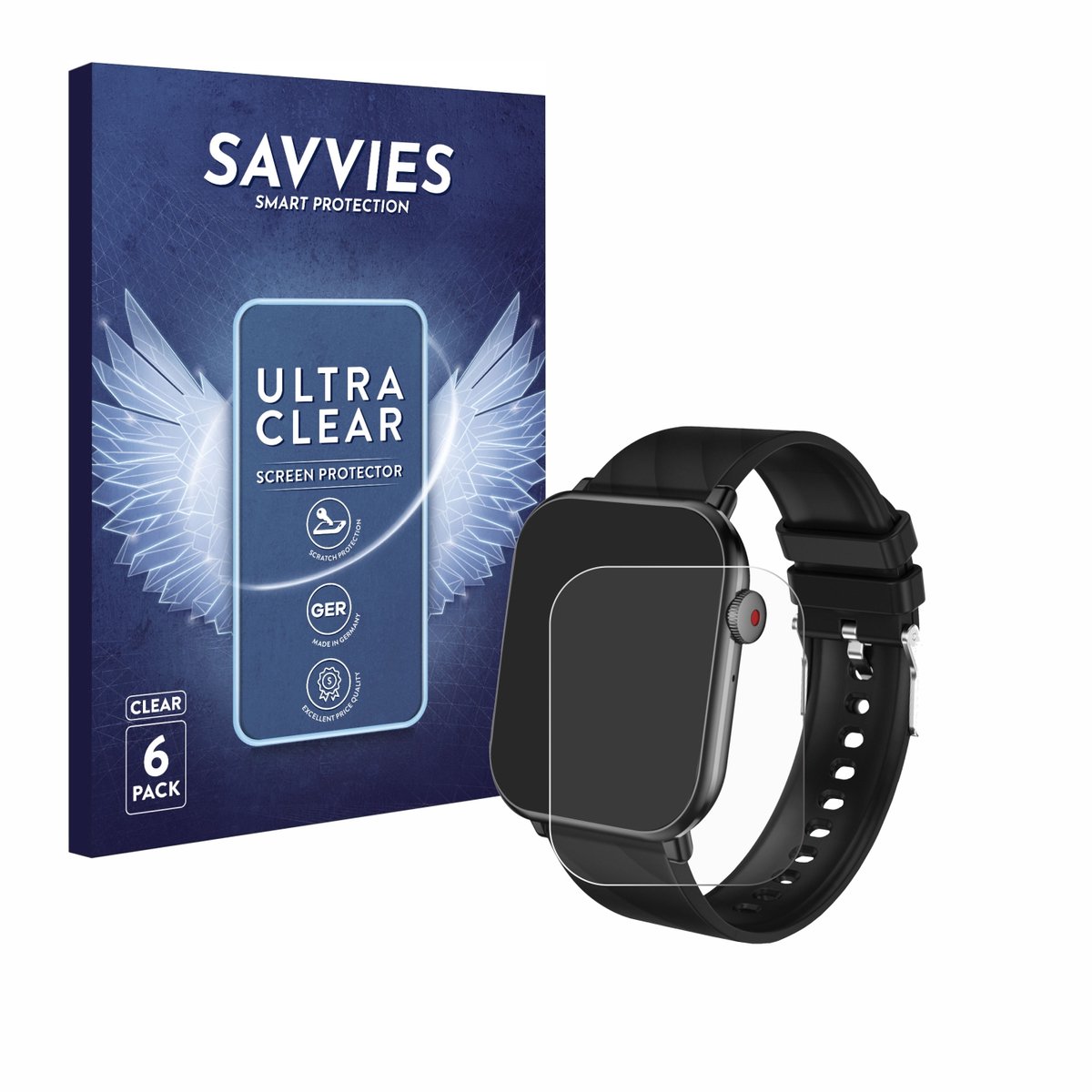 Savvies - Screenprotector voor Bekomiya Smartwatch 1.96" - Folie Beschermfolie transparant 6 Stuks