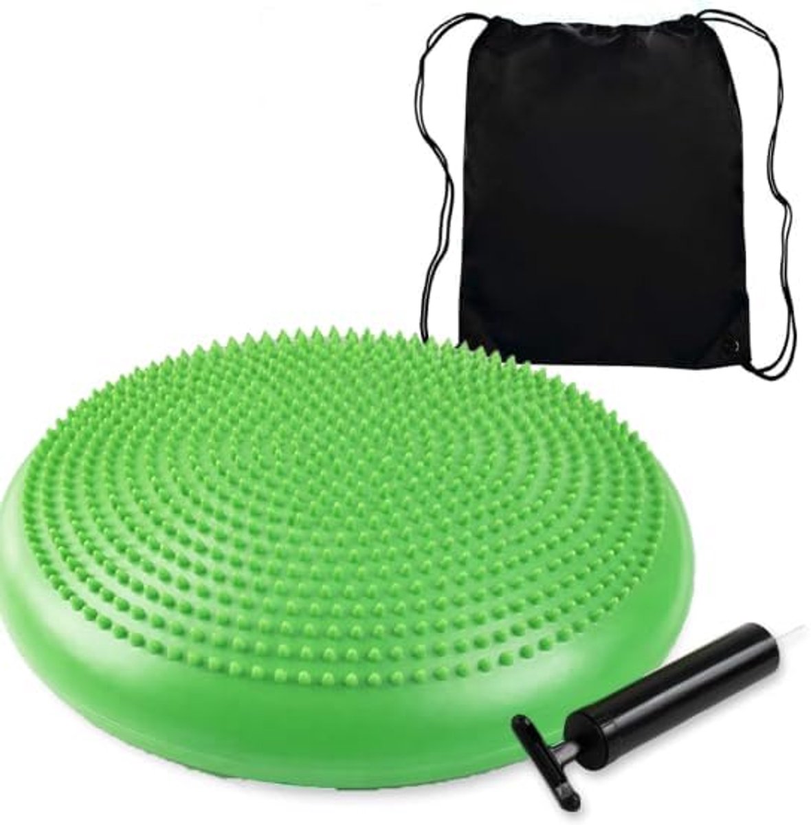 Wiebelkussen - Balanskussen - Balkussen - Komfortabel Zitten - Volwassenen en kinderen - Balansbord - Balance Board - Balanstrainer - Balansbal - Fitnessbal - Groen - 33 cm met Handpomp - van Imperatoris