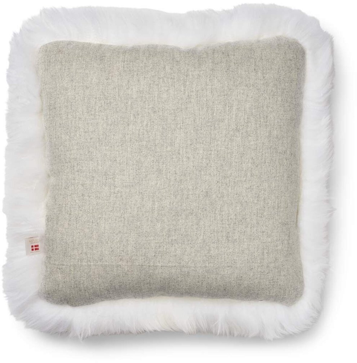 Sheepskin House Langharig Schapenvacht Kussen - 52x52 cm Silver/Ivory