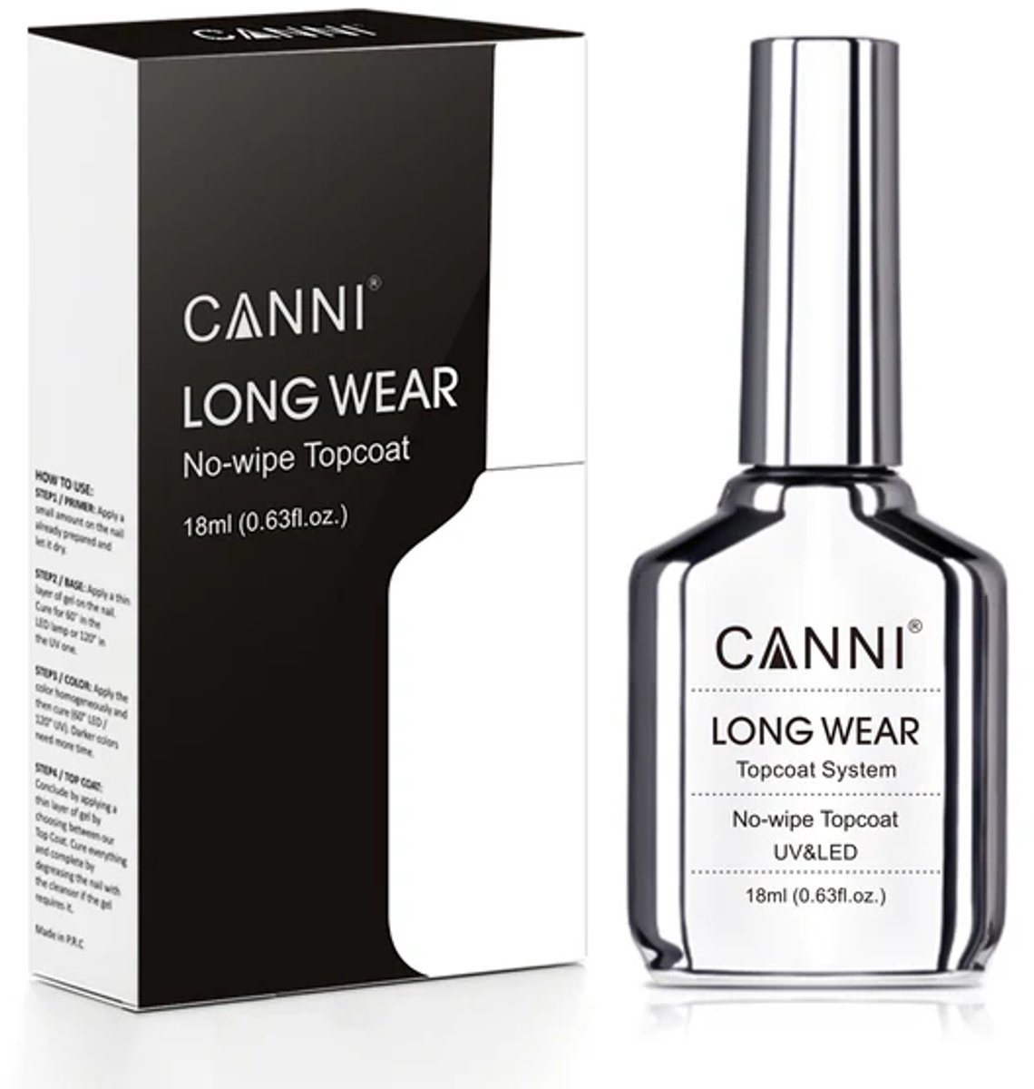 Canni UV Gellak Long Wear Top Coat XL - 18 ml - Top Coat Gel - Top Coat Nagellak - Topcoat Long Wear - Top Coat No Wipe - Canni Gellak - Gellak Nagellak