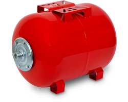 EBERTH Drukvat 50L 6 bar Horizontaal 1" Aansluiting Staal voor Hydrofoor Waterpomp