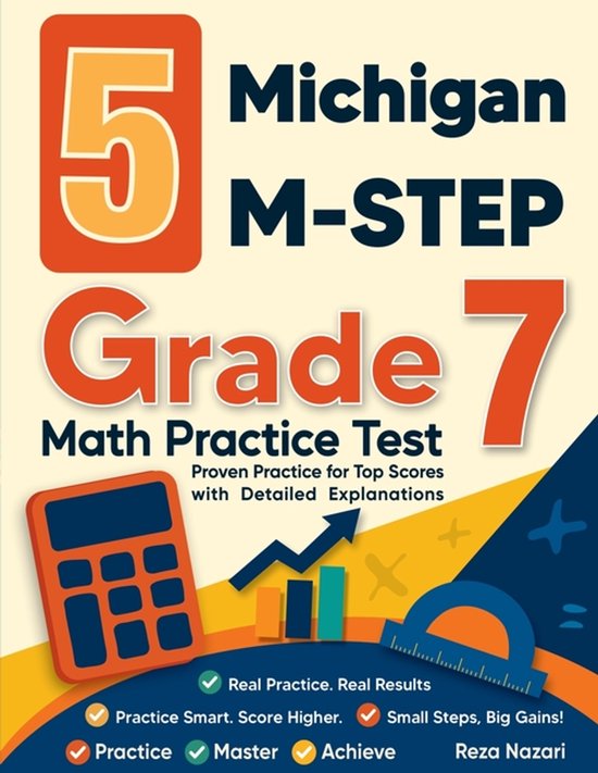 5 Michigan M-STEP Grade 7 Math Practice Tests - cover