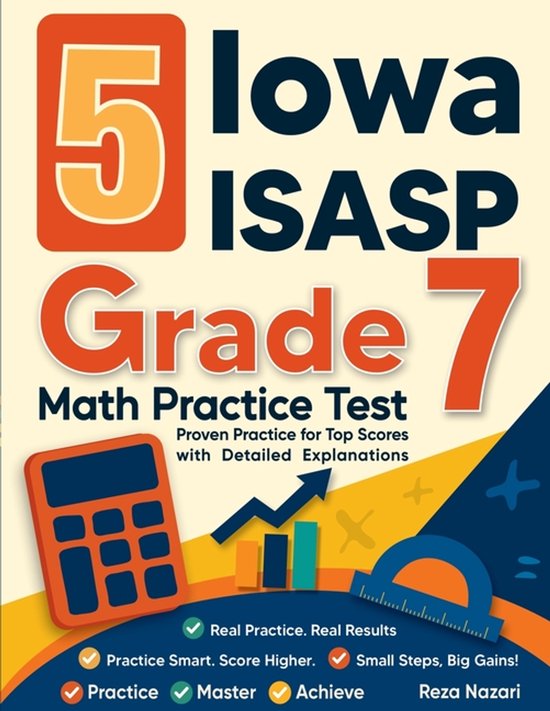 5 Iowa ISASP Grade 7 Math Practice Tests - cover
