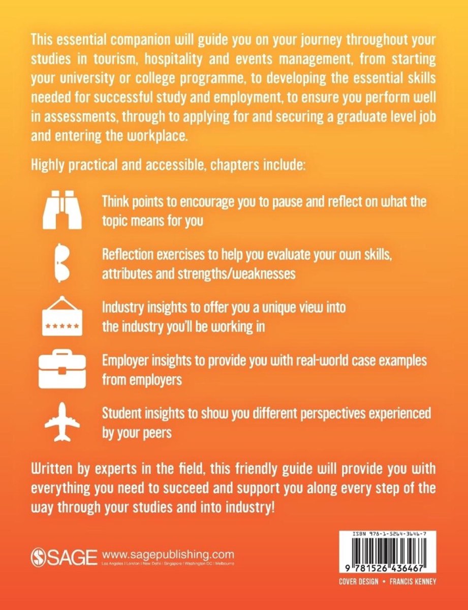 The Tourism, Hospitality and Events Student's Guide to Study and Employability - back cover