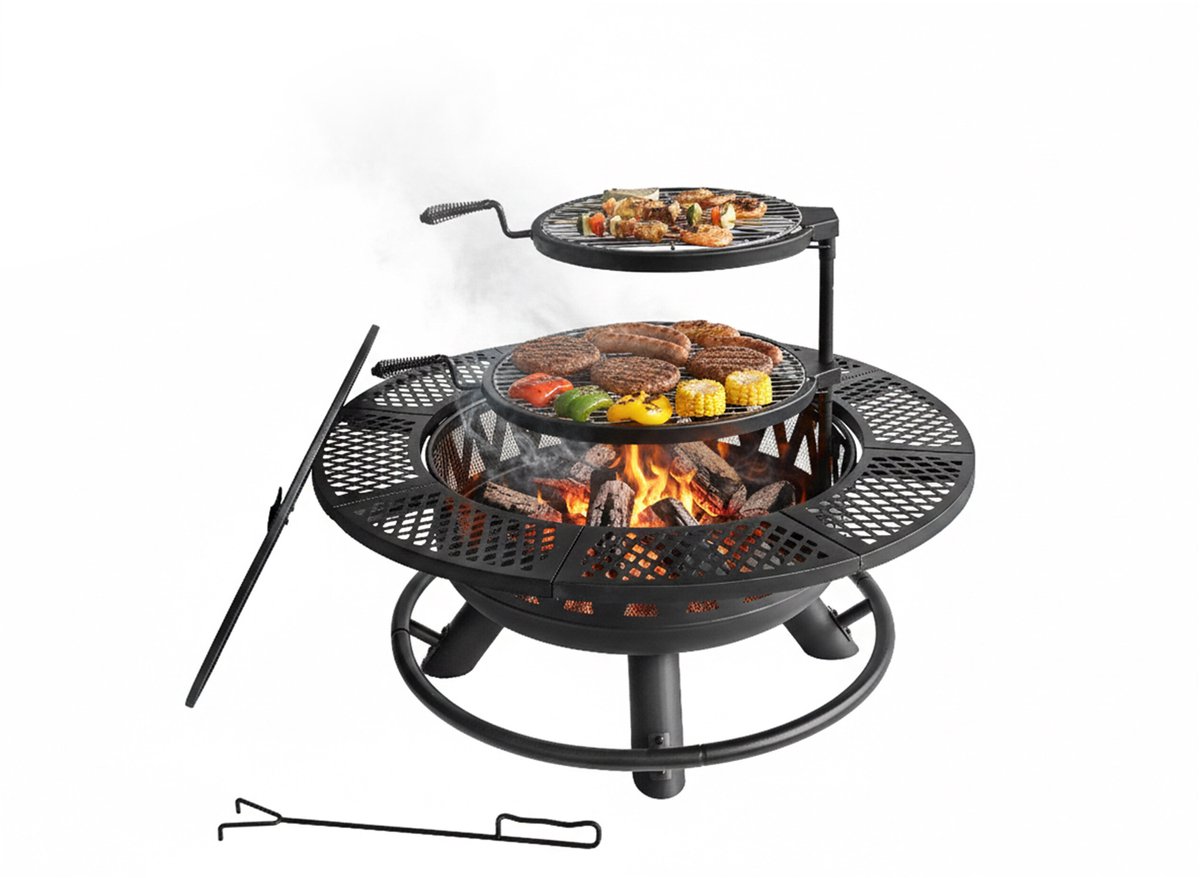 Vuurschaal - Ø 92 cm - met 2 verstelbare bbq rooosters