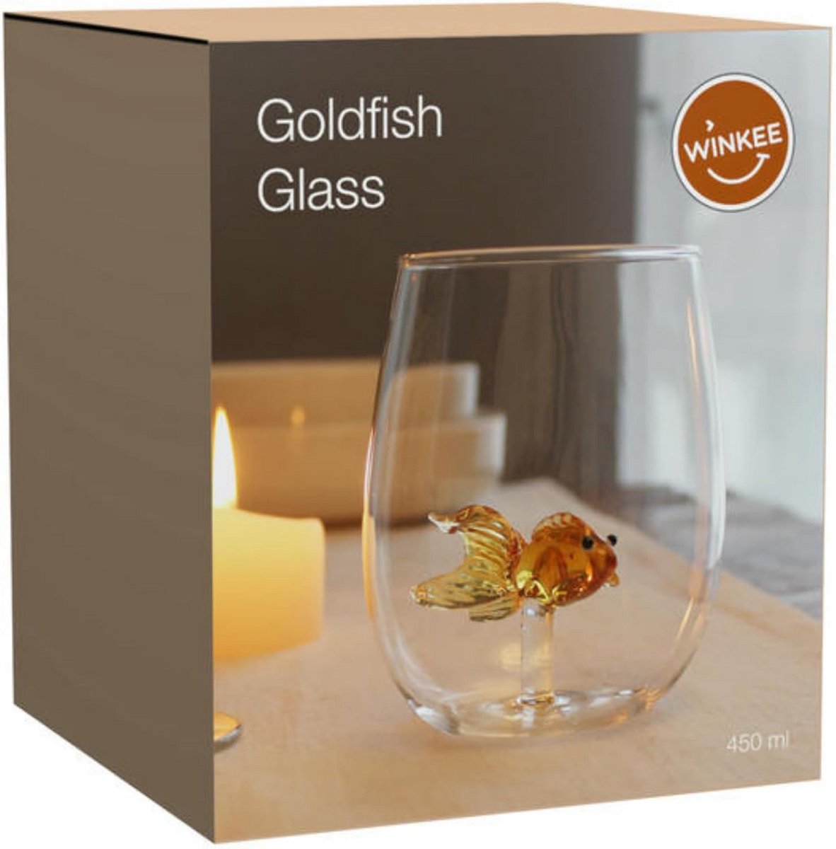 Uniek Handgeblazen Glazen Drinkbeker met Goudvis Design - 450 ml