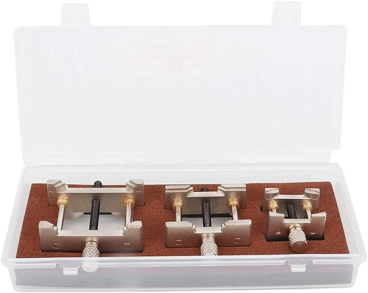 Allecto - Uurwerk Houder - Horlogemaker Accessoires - Metaal - Reparatie Gereedschap - Geschikt voor Diverse Horloges - 3-delig-set