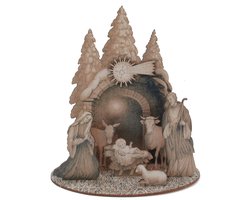GIOCOPLAST NATALE S.P.A - Traditionele houten kerststal met figuren om te monteren 20 x 22 cm