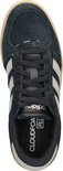 Zwarte Adidas sneaker met beige strepen en zool, en "Cloudfoam Plus" inlegzool.