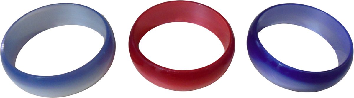 Armbanden blauw-rood-paars set van 3 stuks.