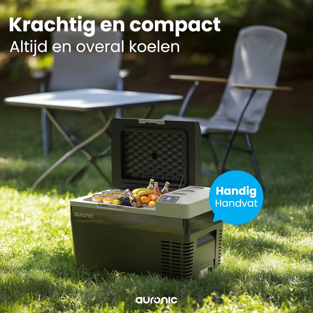 Auronic Elektrische Koelbox - Frigobox - Compressor - 12V 230 Volt - Camping Koelkast - Auto - 25L - Zwart/Grijs – foto 2