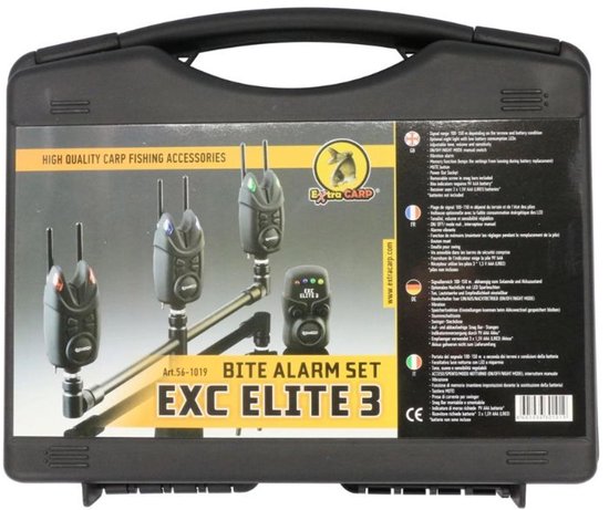 EXC ELITE 3 Bite Alarm Set - 3+1 Beetmelder set voor Karpervissen - Inclusief Ontvanger en schroefbare Snag Ears van Merkloos — afbeelding 5