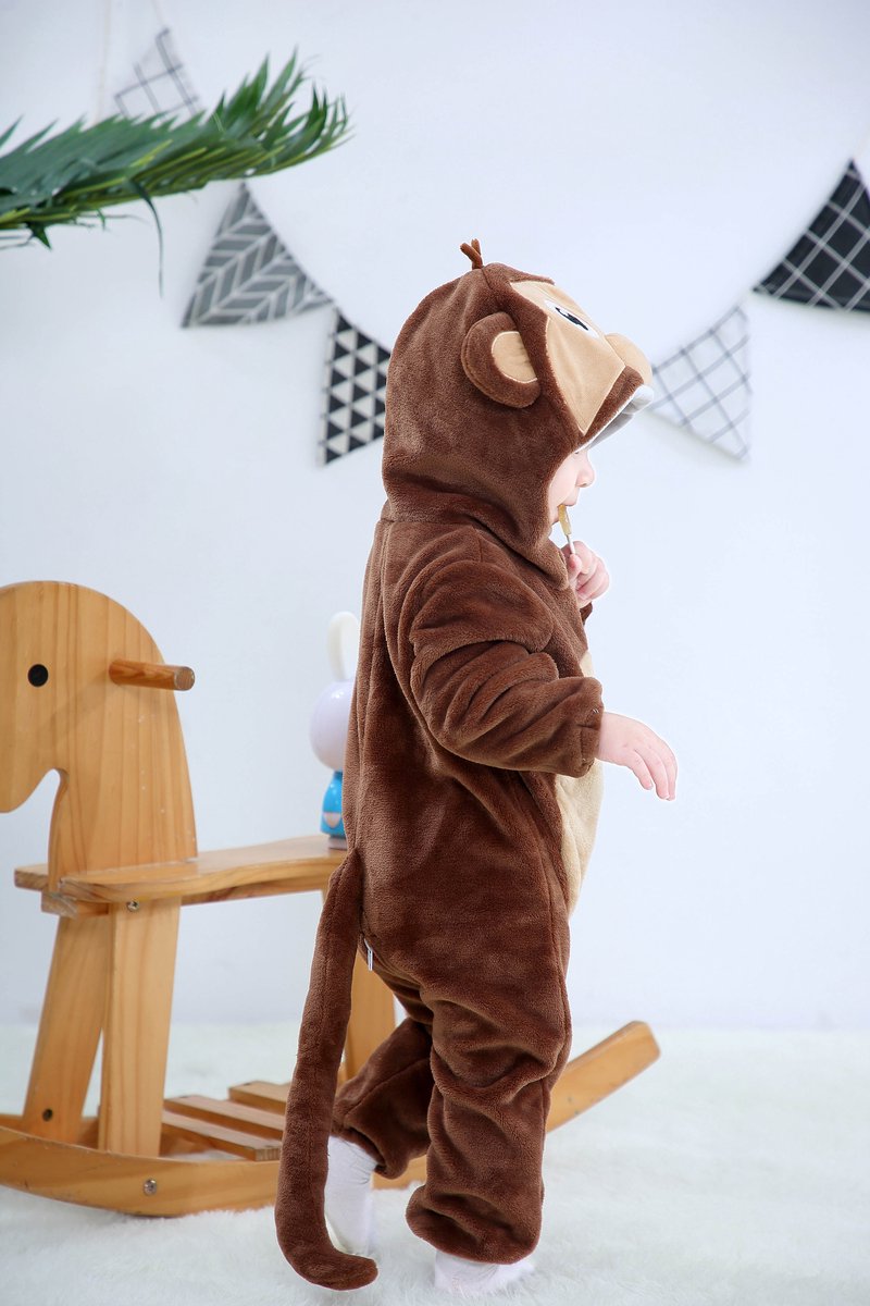 Budino® Baby Onesie - Baby Romper - Baby Pyjama - Baby Pakje - Baby Verkleedkleding - Carnavalskleding - Dier - Aap - Bruin — afbeelding 4