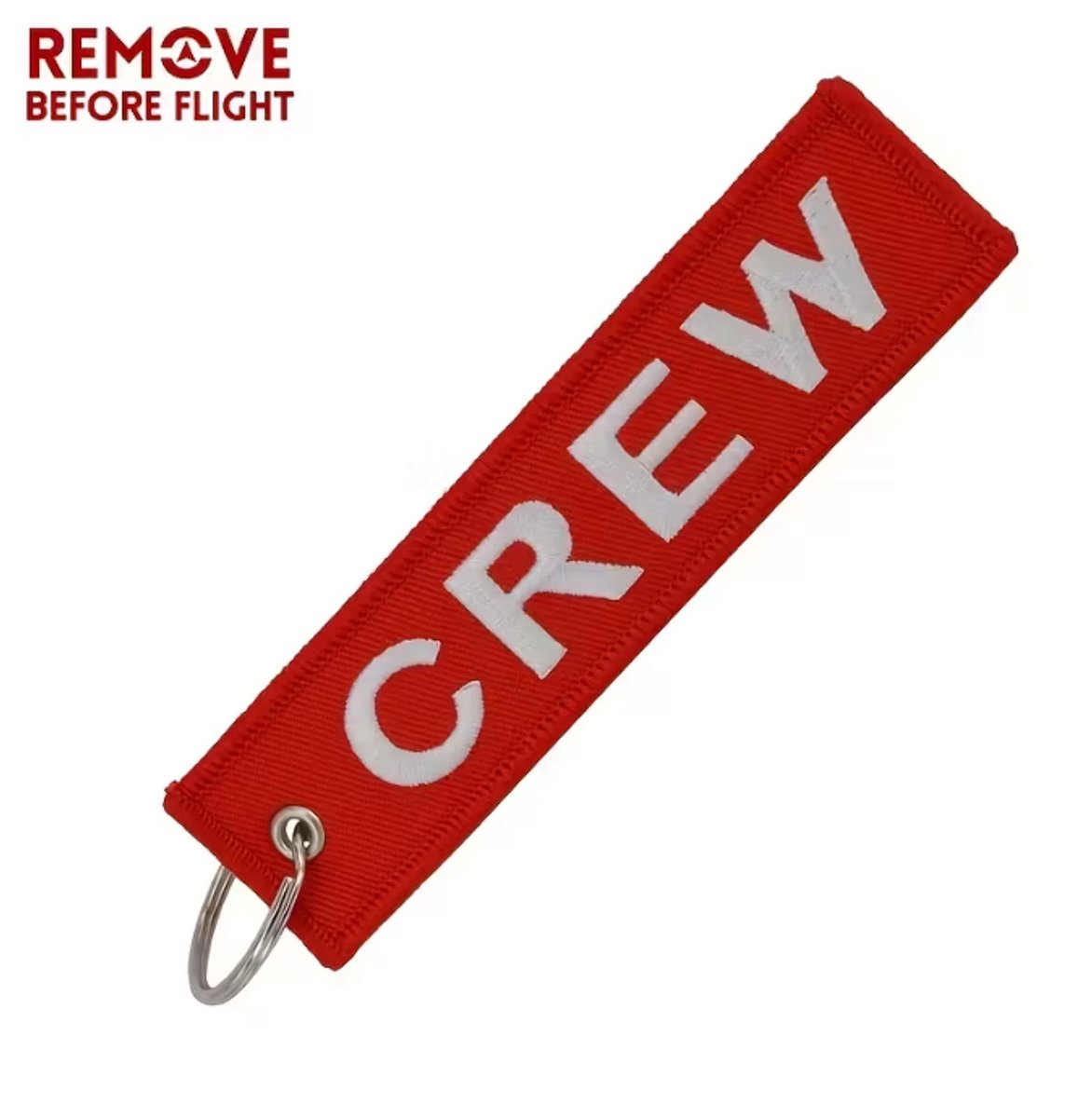 Crew Sleutelhanger – Rood – Geborduurd Aviation Keychain – Sleutelring voor Piloot, Cabin Crew & Reisfans