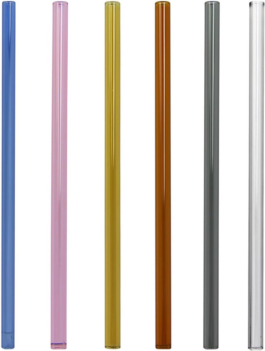 Set van 6 Glazen Rietjes - Herbruikbaar & Vaatwasserbestendig - Inclusief Reinigingsborstel