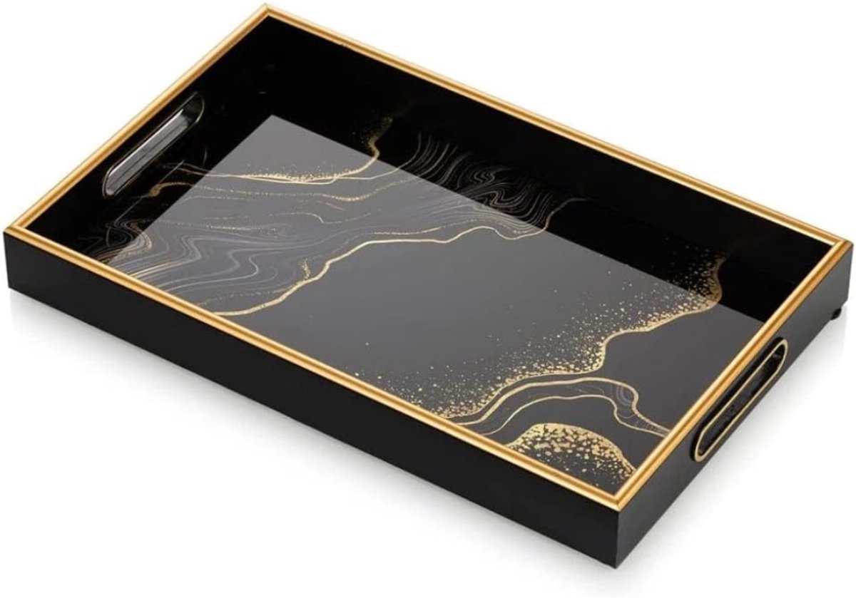 CLVP® Luxe Kaarsenplateau - Decoratief Dienblad - Sierschaal - Zwart en Goud