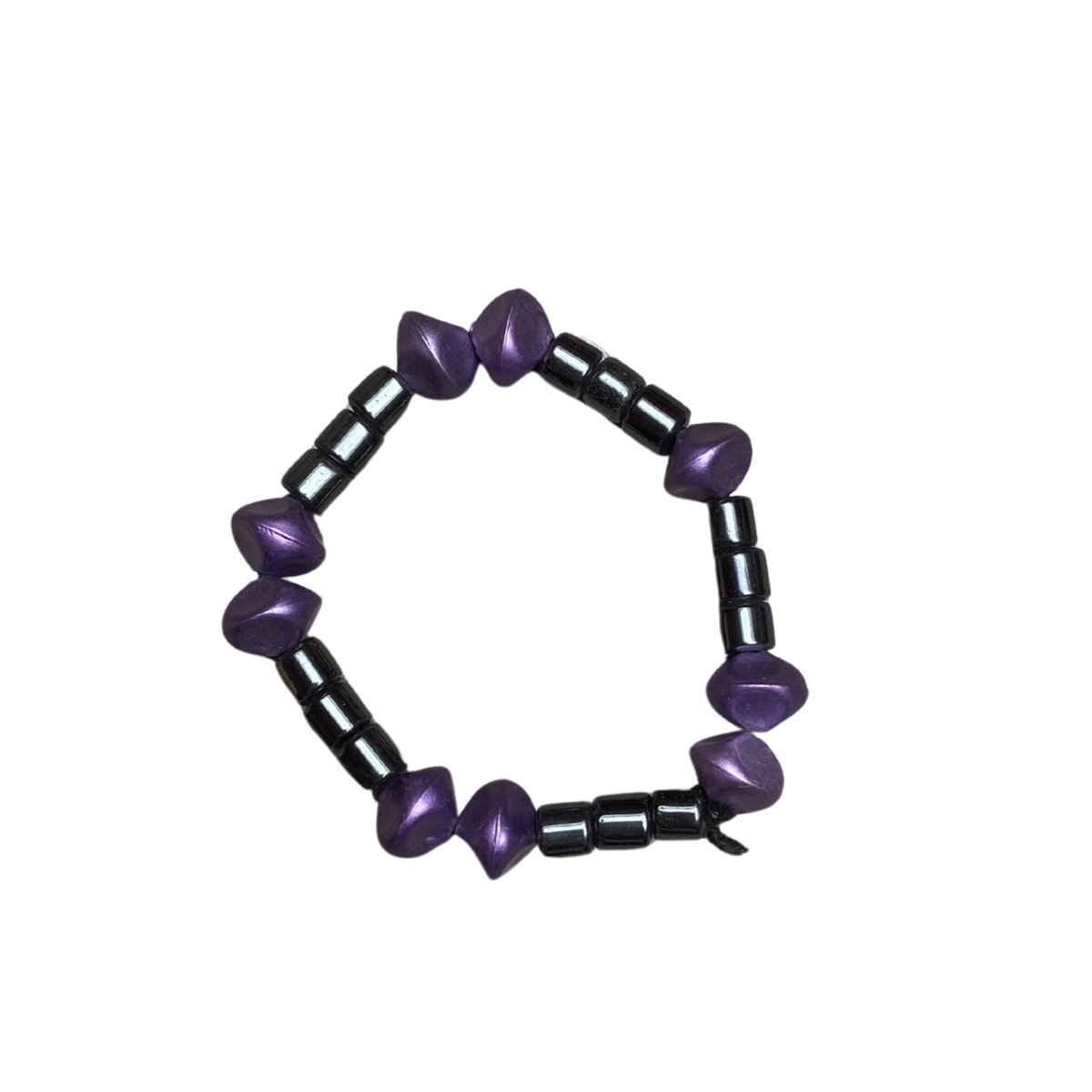 Edelsteen Hematiet Armband Paars – Zwart & Paarse Kralen – Elastische Armband