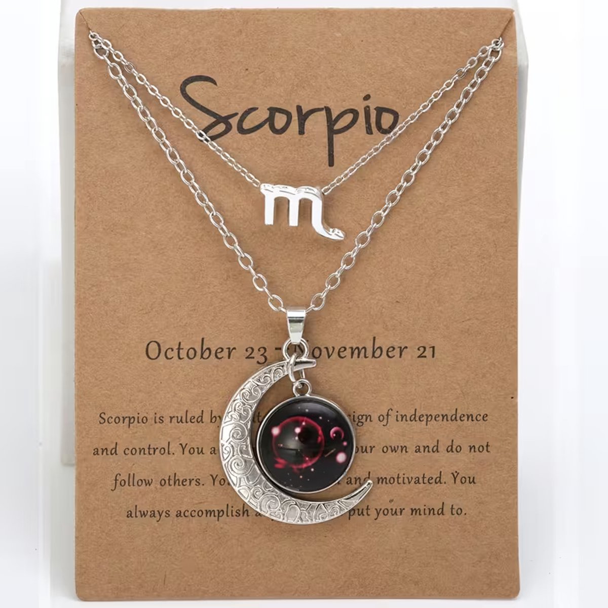 My Sweet Romance® Sterrenbeeld Schorpioen Ketting – Zilverkleurig – 47 cm – Lichtgevende Hanger – Scorpio