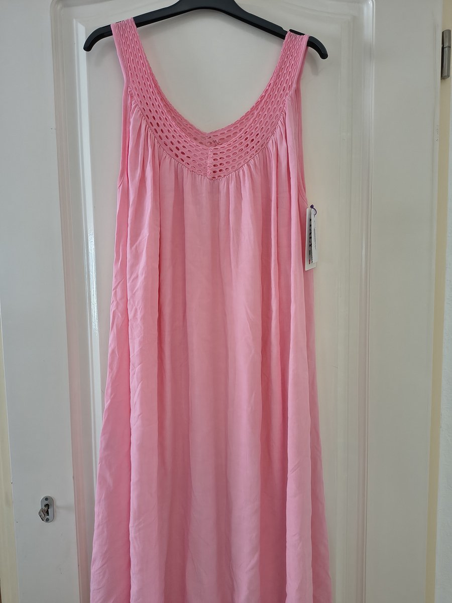 Dames midi jurk Chana-effen licht roze-maat L/XL